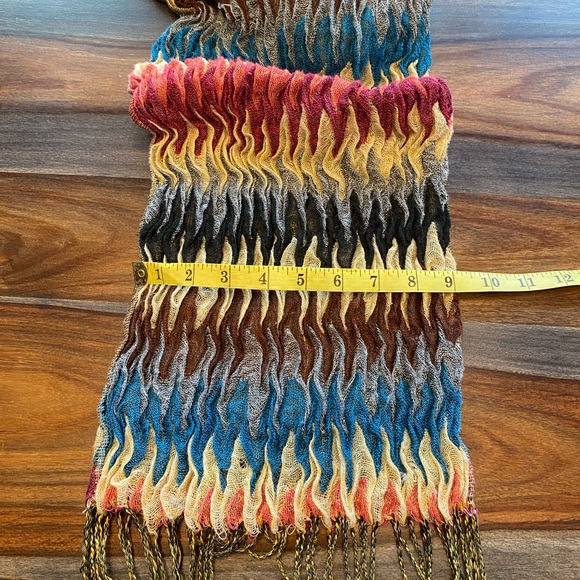 Accordion Scarf Stretchy Rainbow Multi Compared Fringe Wrap Shawl Pashmina flaws - Picture 4 of 8
